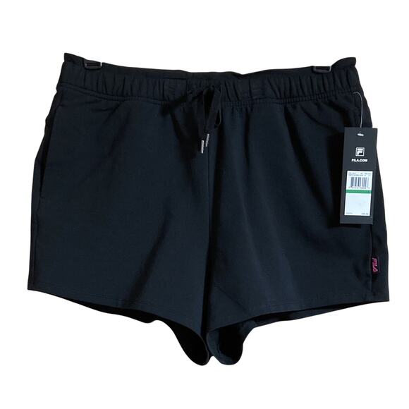 Womens Fila Athletic Sport Short Stretch Training Activewear Size L Black NWT - Picture 1 of 8